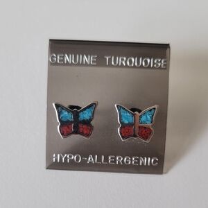 Vintage Inlay Butterfly Earrings